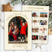 Cartes Pour Fêtes Annuelles Année en examen Gold Script Arch Photo Collage