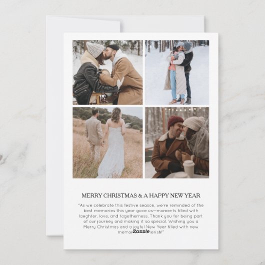 Cartes Pour Fêtes Annuelles Année en moments famille photo collage Noël (Dos)