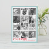 Cartes Pour Fêtes Annuelles Année en revue 12 Photo Collage Holiday Photocard (Debout devant)