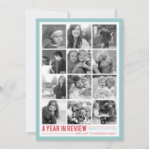 Cartes Pour Fêtes Annuelles Année en revue 12 Photo Collage Holiday Photocard