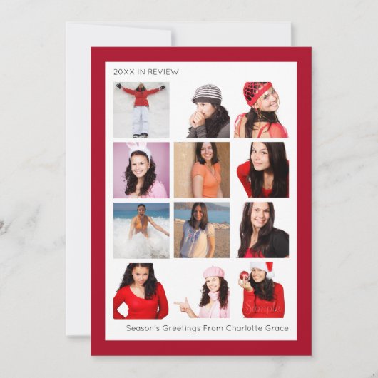 Cartes Pour Fêtes Annuelles Année En Revue Douze Photo Personnalisée Noël (Devant)