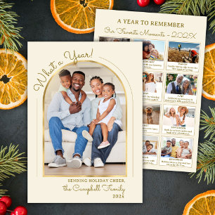 Cartes Pour Fêtes Annuelles Année en revue Gold Beige Arch Photo Collage