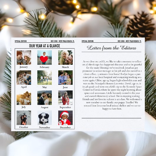 Cartes Pour Fêtes Annuelles Année en revue Journal de Noël Multiphoto