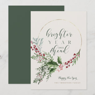 Cartes Pour Fêtes Annuelles Année plus brillante à l'avenir Aquarelle Wreath N