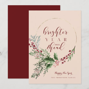 Cartes Pour Fêtes Annuelles Année plus brillante à l'avenir Aquarelle Wreath N