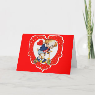 Cartes Pour Fêtes Annuelles Années 1930 Valentine chiot chien équitation scoot