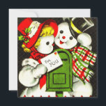 Cartes Pour Fêtes Annuelles Années 1950 Vintage Christmas Girl and Boy Snowman<br><div class="desc">Vintage Snowmen des années 1950.</div>