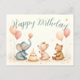 Cartes Pour Fêtes Annuelles Anniversaire animal Joie avec ballons
