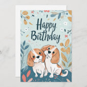 Cartes Pour Fêtes Annuelles Anniversaire Beagle (Devant / Derrière)