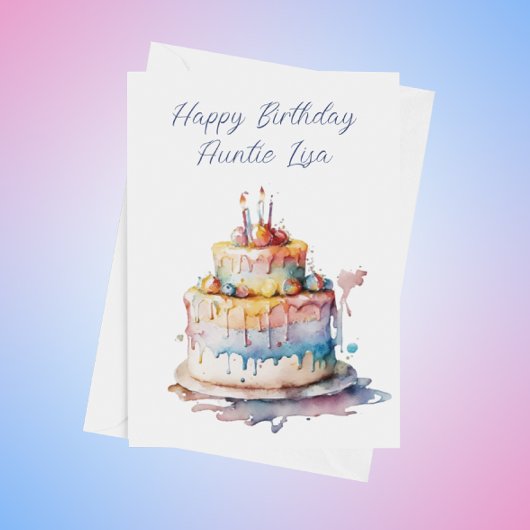 Cartes Pour Fêtes Annuelles Anniversaire de la Tante d'aquarelle personnalisée