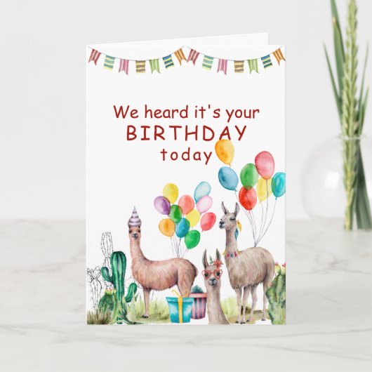 Cartes Pour Fêtes Annuelles Anniversaire de Llamas (Devant)