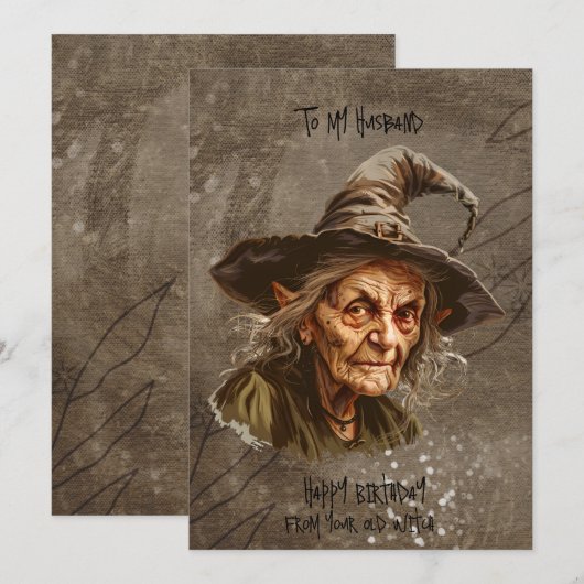 Cartes Pour Fêtes Annuelles Anniversaire du mari de Sa sorcière (Devant / Derrière)
