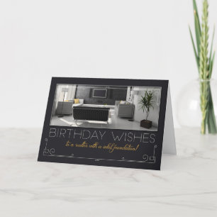Cartes Pour Fêtes Annuelles Anniversaire du Realtor Moderne Intérieur Charbon