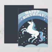 Cartes Pour Fêtes Annuelles Anniversaire Unicorn (Devant / Derrière)