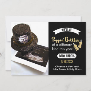 Cartes Pour Fêtes Annuelles Annonce de bébé pour le Nouvel An et bouteilles qu