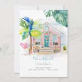 Cartes Pour Fêtes Annuelles Annonce de déménagement de plage à l'aquarelle tro (Devant)