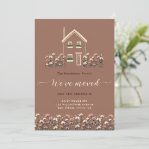 Cartes Pour Fêtes Annuelles Annonce de déménagement Rustique Bohème Floral