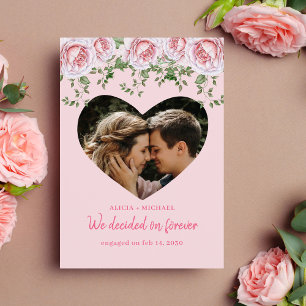 Cartes Pour Fêtes Annuelles Annonce de fiançailles avec photo de cœur personna