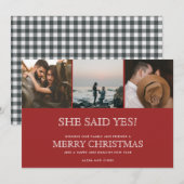 Cartes Pour Fêtes Annuelles Annonce de fiançailles avec trois photos de Noël (Devant / Derrière)