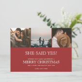 Cartes Pour Fêtes Annuelles Annonce de fiançailles avec trois photos de Noël (Debout devant)