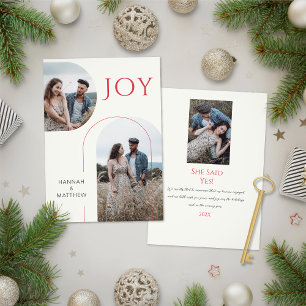 Cartes Pour Fêtes Annuelles Annonce de Fiançailles Vacances Joie Rouge