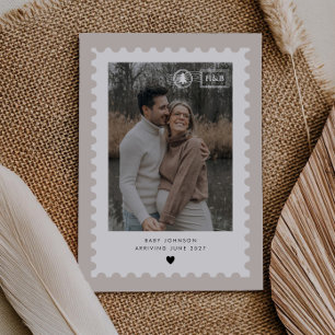 Cartes Pour Fêtes Annuelles Annonce de grossesse avec un timbre-poste neutre p