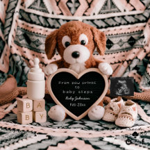 Annonce de grossesse avec une peluche de chiot ado