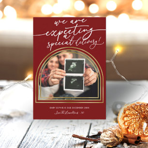Cartes Pour Fêtes Annuelles Annonce de grossesse pour Noël avec une arche mode