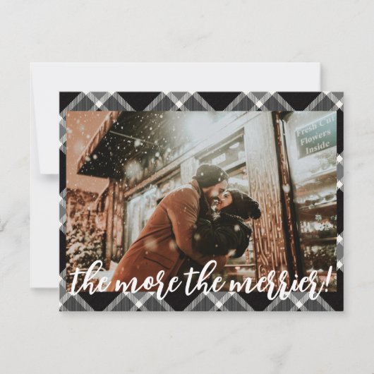 Cartes Pour Fêtes Annuelles Annonce de grossesse pour Noël en tartan noir (Devant)