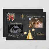 Cartes Pour Fêtes Annuelles Annonce de grossesse pour Noël sur tableau noir (Devant / Derrière)