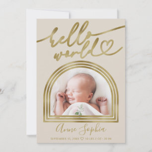 Cartes Pour Fêtes Annuelles Annonce de naissance Chic Cadre Arc Bonjour le Mon