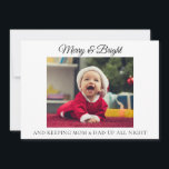 Cartes Pour Fêtes Annuelles Annonce de naissance de Noël pour de nouveaux pare<br><div class="desc">Tous les nouveaux parents pourront s'identifier à cette carte de Noël pour nouveau-né drôle et mignonne. Personnalisez-la avec 1 photo sur le devant et 3 photos au dos ainsi que toutes les informations de naissance de votre bébé. Visitez ma collection de cartes de Noël pour voir toutes les nouvelles options...</div>