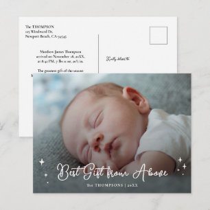 Cartes Pour Fêtes Annuelles Annonce de naissance Écriture élégante Photo Noël