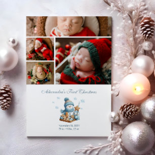 Cartes Pour Fêtes Annuelles Annonce de naissance pour le premier Noël en 4 pho