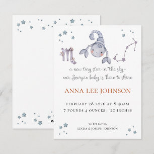 Cartes Pour Fêtes Annuelles Annonce de naissance sous le signe du Scorpion