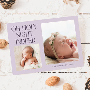 Cartes Pour Fêtes Annuelles Annonce de naissance Xmas Violet Nuit Sainte