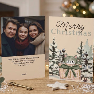 Cartes Pour Fêtes Annuelles Annonce de Noël Nouveau Chat
