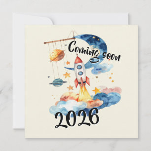 Cartes Pour Fêtes Annuelles annoncer une grossesse 2026 fusée espace
