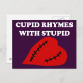 Cartes Pour Fêtes Annuelles Anti-Valentine's Day : Cupidon rime avec stupide (Devant / Derrière)