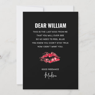 Cartes Pour Fêtes Annuelles Anti Valentines Day Ex Boyfriend Poème drôle