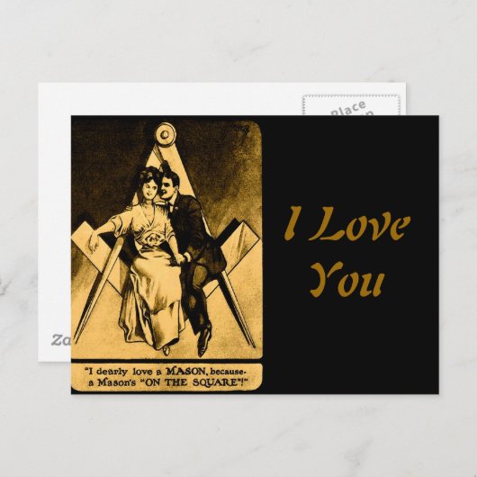 Cartes Pour Fêtes Annuelles Antique Masonic Freemason Carré Love Valentine (Devant / Derrière)