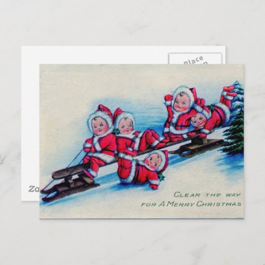 Cartes Pour Fêtes Annuelles Antique Reproduction Salutations de Noël (Devant / Derrière)