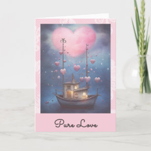 Cartes Pour Fêtes Annuelles *~* AP51 Coeurs de bateaux romantiques Valentine S