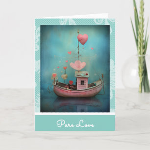 Cartes Pour Fêtes Annuelles *~* AP51 Coeurs de bateaux romantiques Valentine S