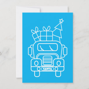 Cartes Pour Fêtes Annuelles Aperçu camion de Noël Père Noël voiture vue avant