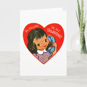 Cartes Pour Fêtes Annuelles Appeler ma Saint-Valentin sur un téléphone rétro