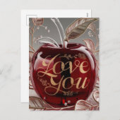 Cartes Pour Fêtes Annuelles Apple, je t'aime (Devant / Derrière)