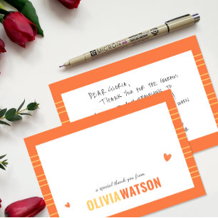 Cartes Pour Fêtes Annuelles Appréciation du Merci de nom personnalisé en bande