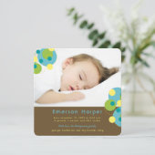 Cartes Pour Fêtes Annuelles Aqua Turquoise Bubbly Pop Retro Circles Baby Boy P (Debout devant)