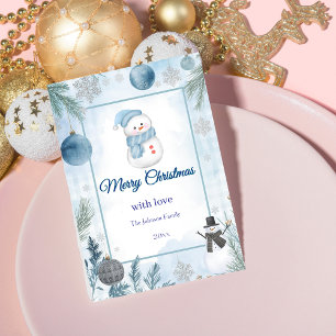 Cartes Pour Fêtes Annuelles Aquarelle À damiers Élégant Icy Bleu Noël